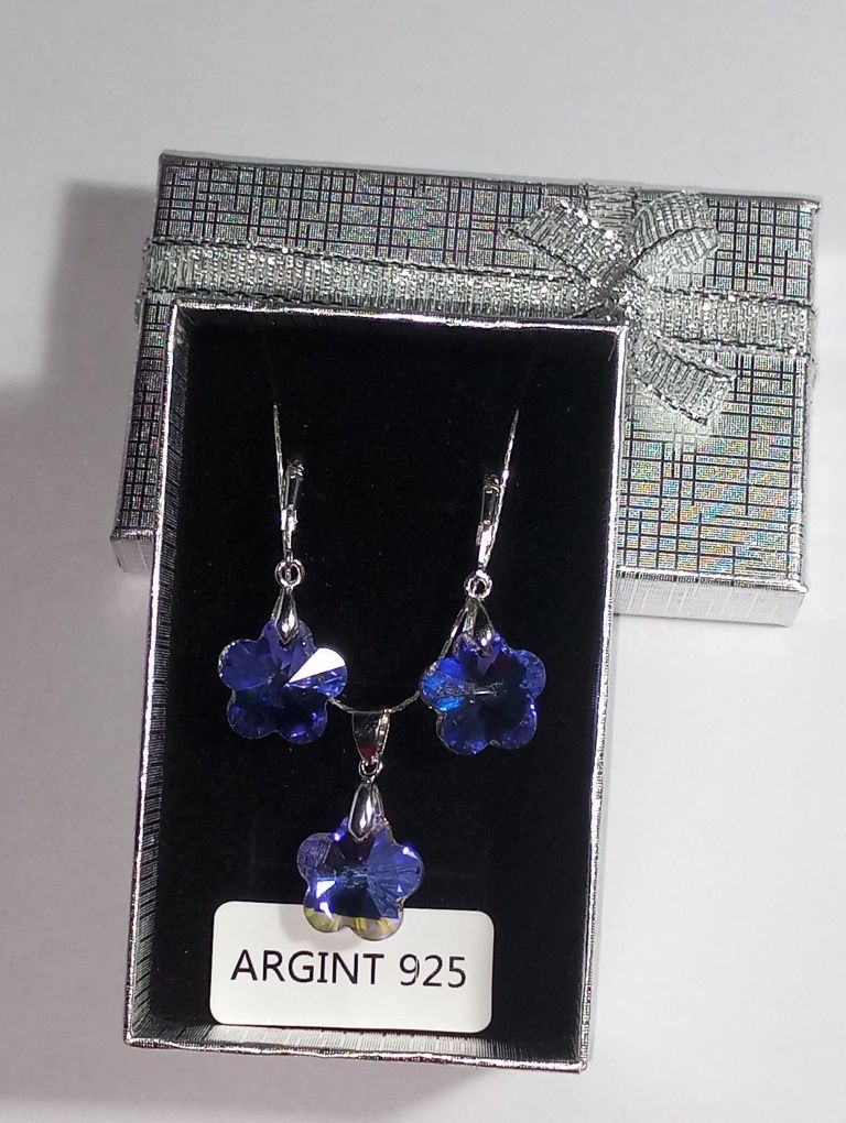 Set cercei și colier argint 925 cu cristale