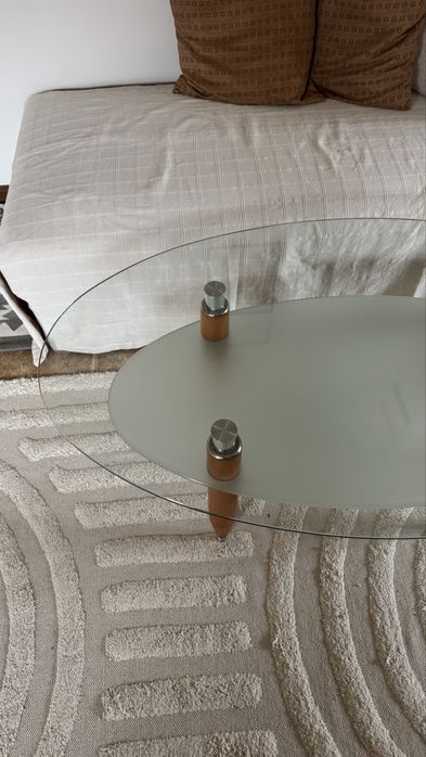 Холна маса от дърво и стъкло 120/70/51