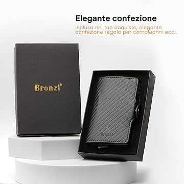 Portofel mini pop-up din fibra carbon pentru bărbați Bronzi Sigilat !