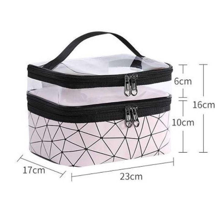 Козметичен органайзер на две нива за пътуване с дръжка