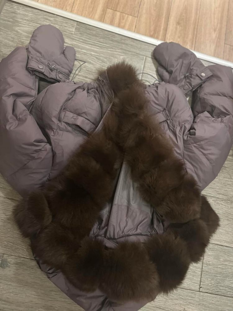Зимно яке с яка от естествен косъм лисица