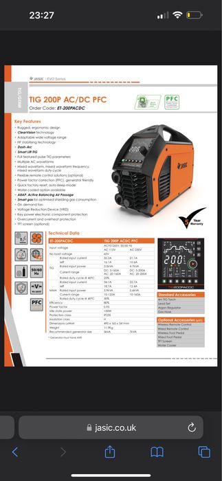 TIG 200P AC/DC PFC argon va mma svarka aparat