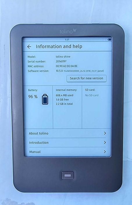 Ebook reader Tolino Shine ,5000 carti,iluminat,