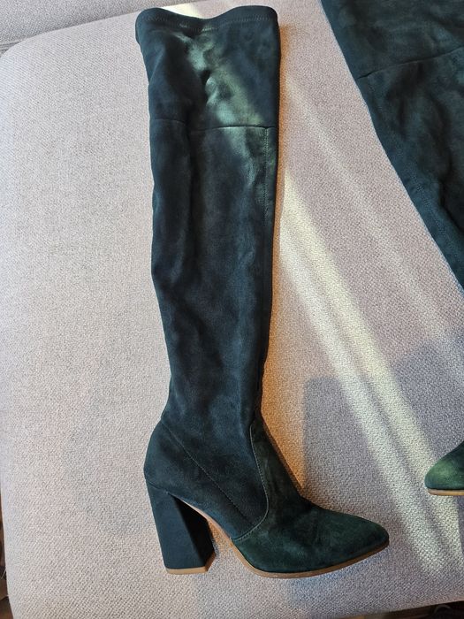 ботуши ектектвен велур тъмно зелени