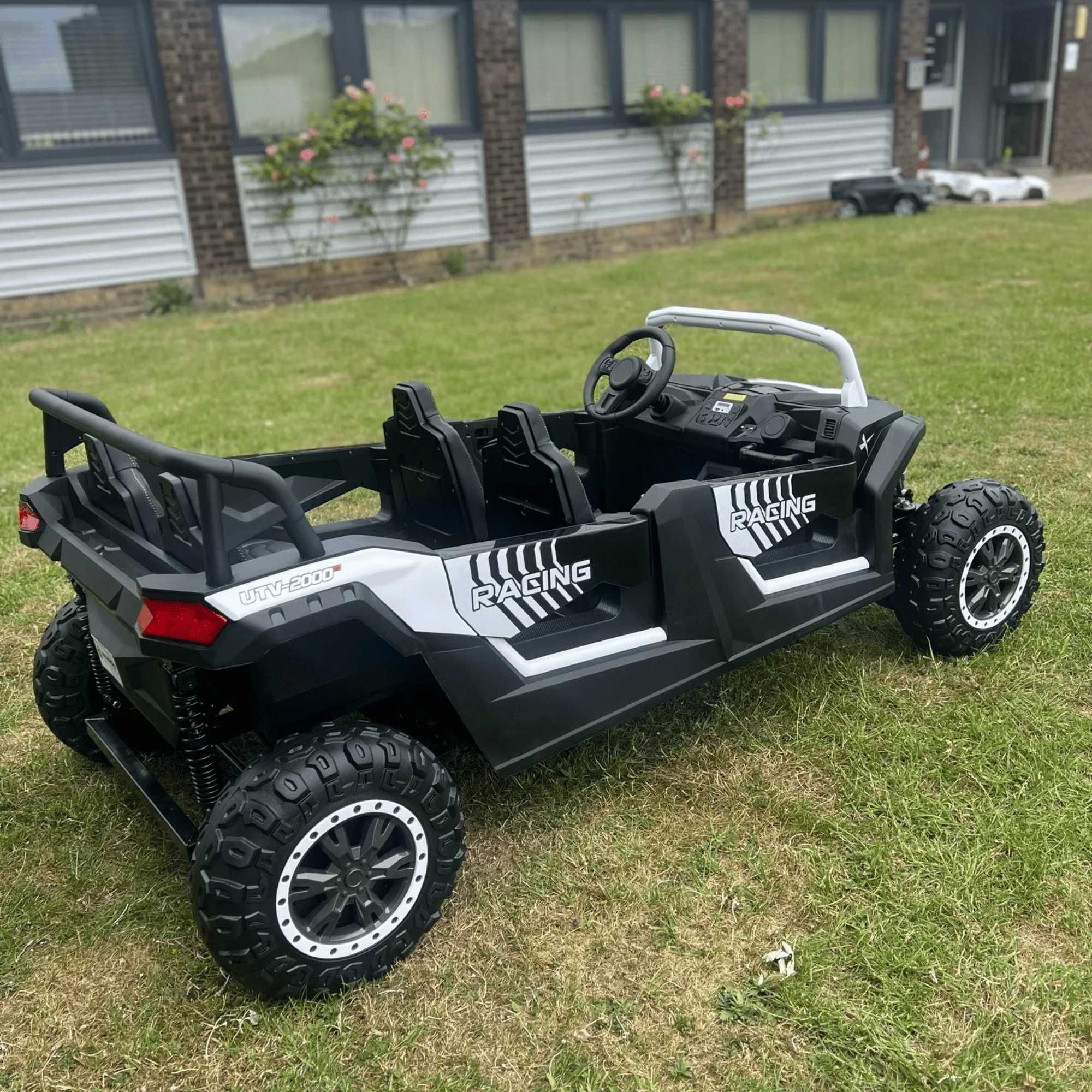 UTV electric copii 4-9 ani Racing 2000 600W 4x4 cu 4 locuri, R.Moi Alb