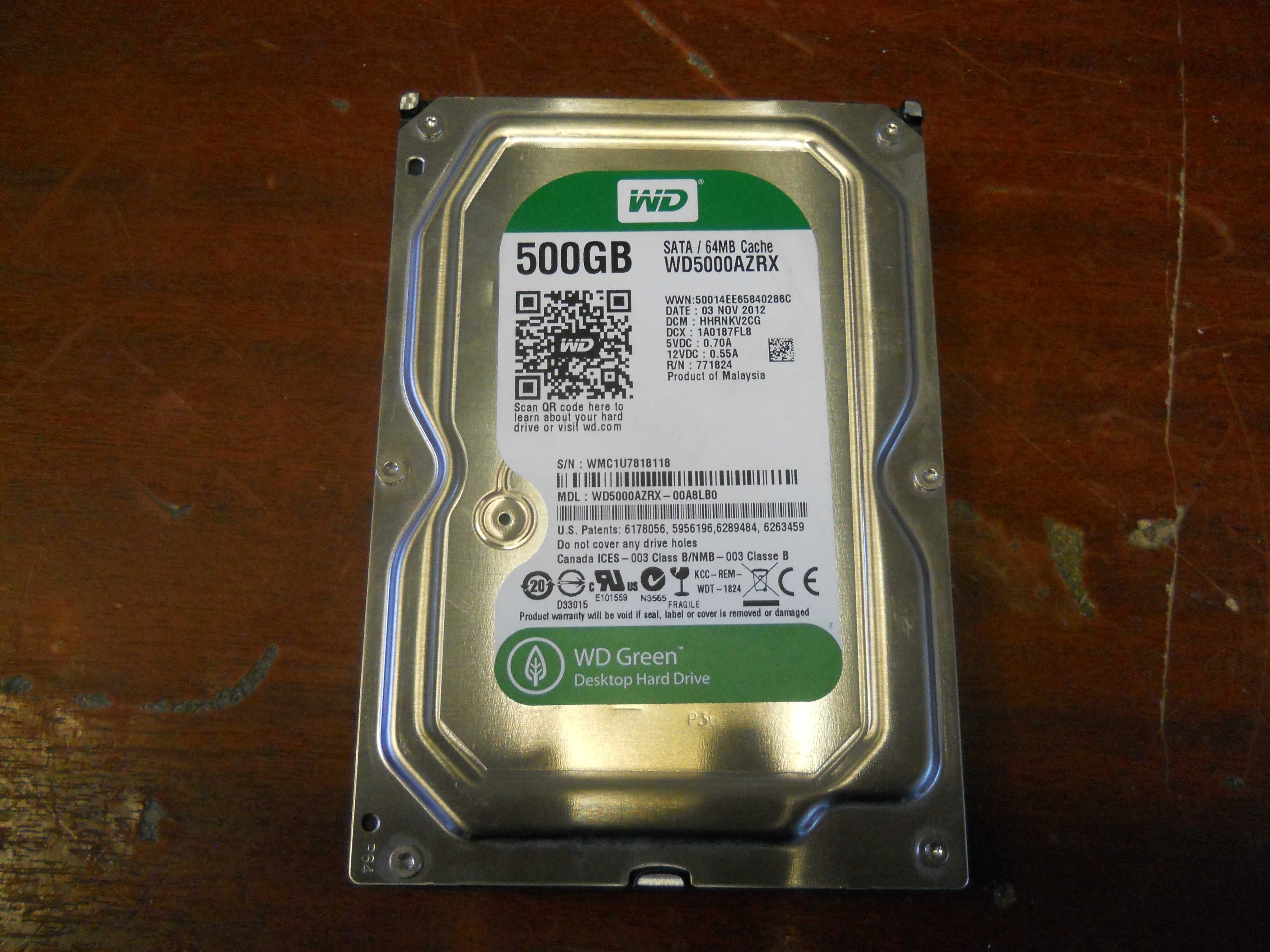 Hard disk 500GB WDGreen, 5400rpm, 64MB, SATA 3, WD5000AZRX