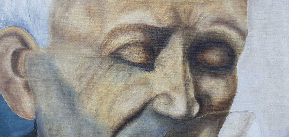 Tablou vechi - la un pahar de vin - semnat K. Peeters