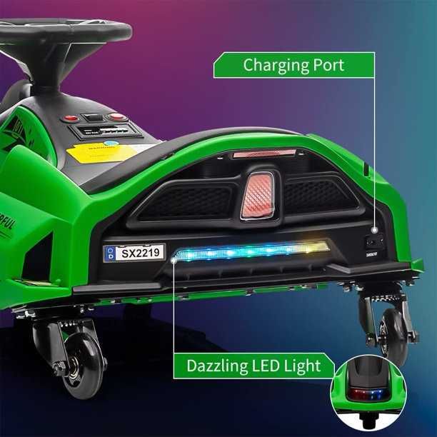 Kart electric Kinderauto BJSX2328 180W 24V cu CASCA, Genuchiere Green