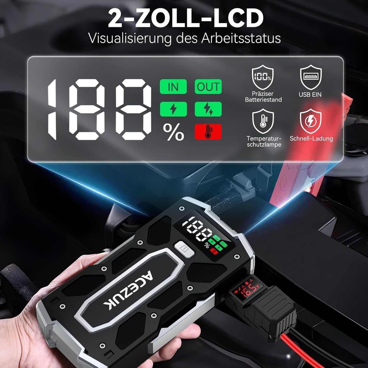 Чисто нов Преносим стартер ACEZUK M02 5000A / 21800mAh бустерна бат...