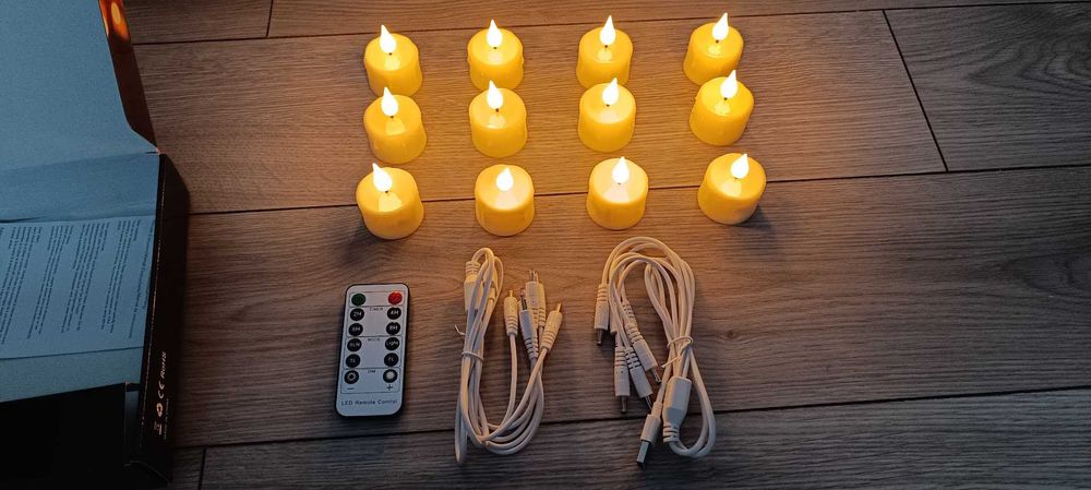 Set 12 lumanari LED cu acumulator si telecomanda