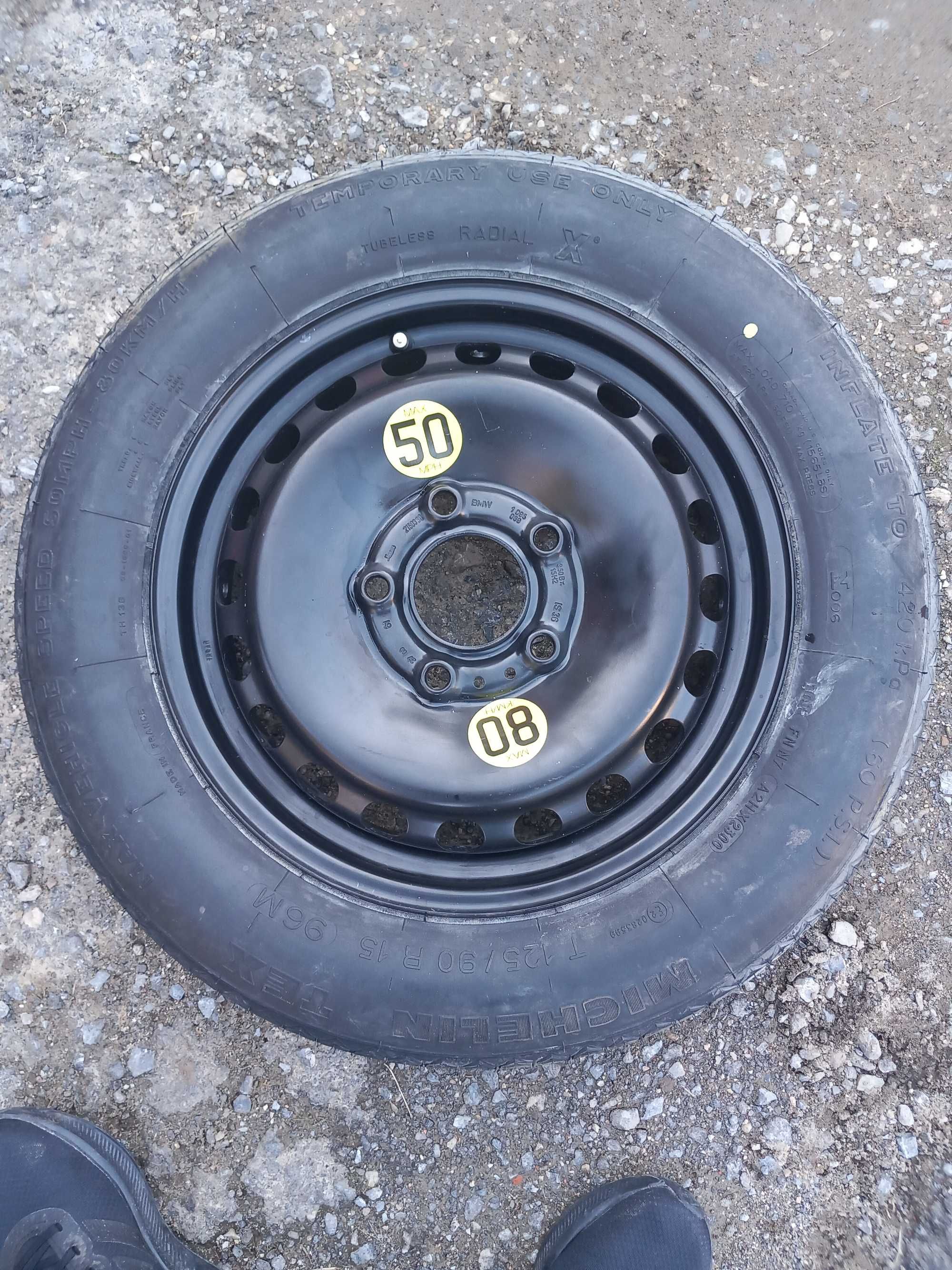 Резервна гума тип патерица 125/90 R15 за бмв е46