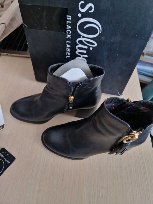 Botine  dama negre  din piele naturala  S”Oliver - Mas.36