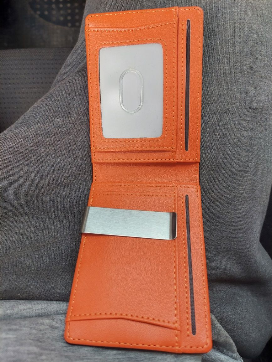 Portofel din piele, protectie RFID carduri, agrafa pentru bani