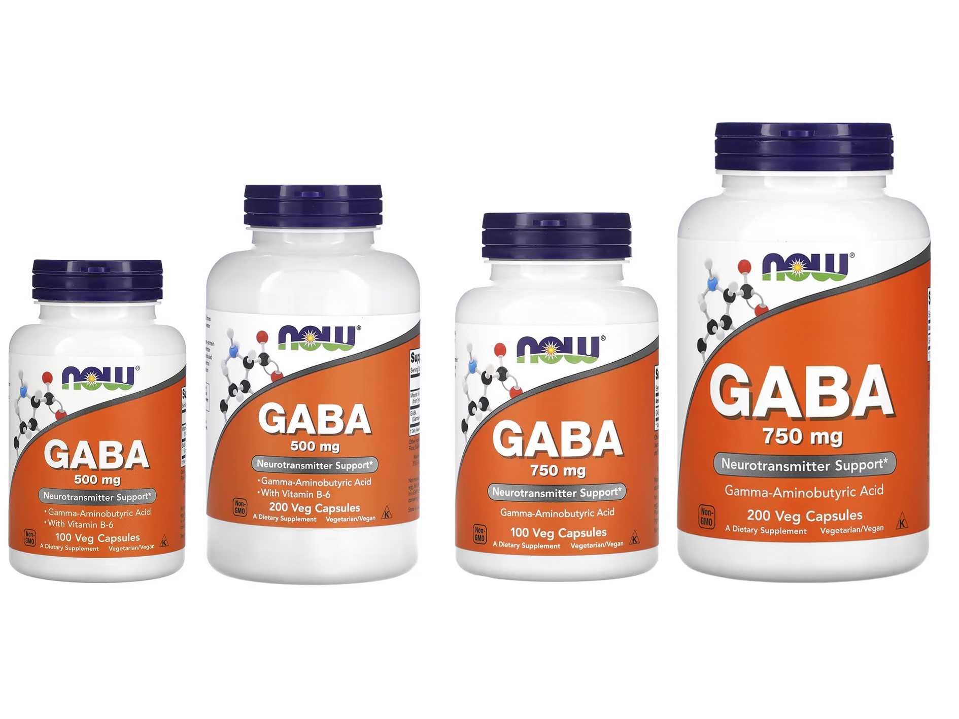 NOW Foods GABA + B6 ГАМК с витамин B6 500 мг 750 мг 1100 и 200 капсул