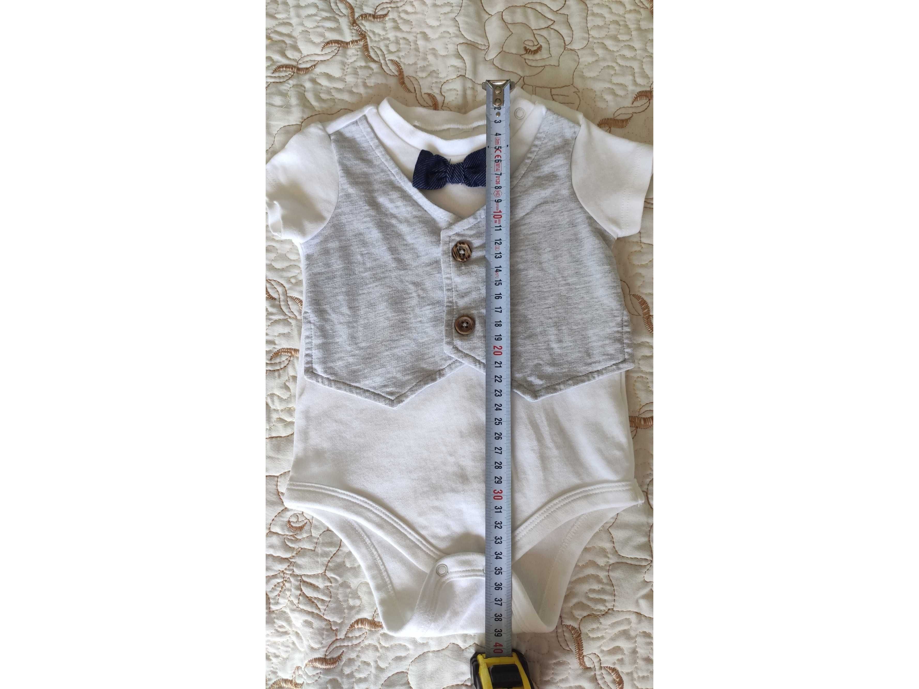 Бебешки комлект официално боди(костюмче) с папионка и панталон 68 и 74