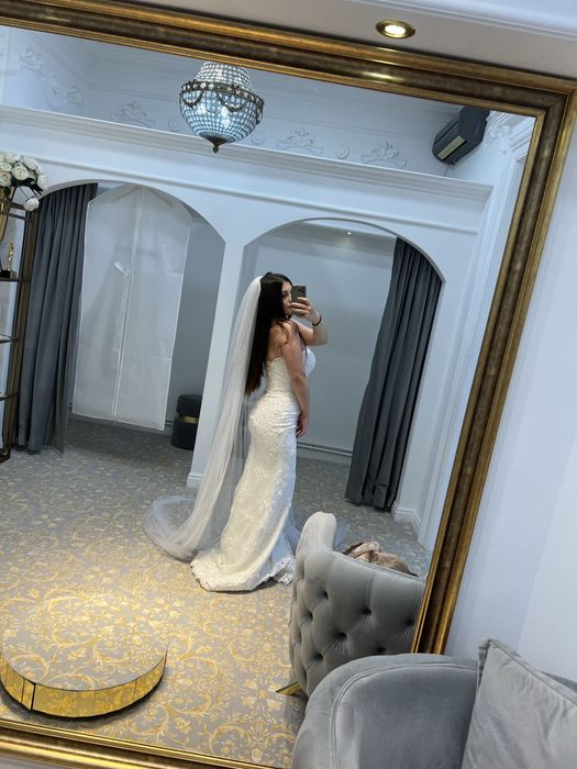 Rochie Mireasa Voal Manusi