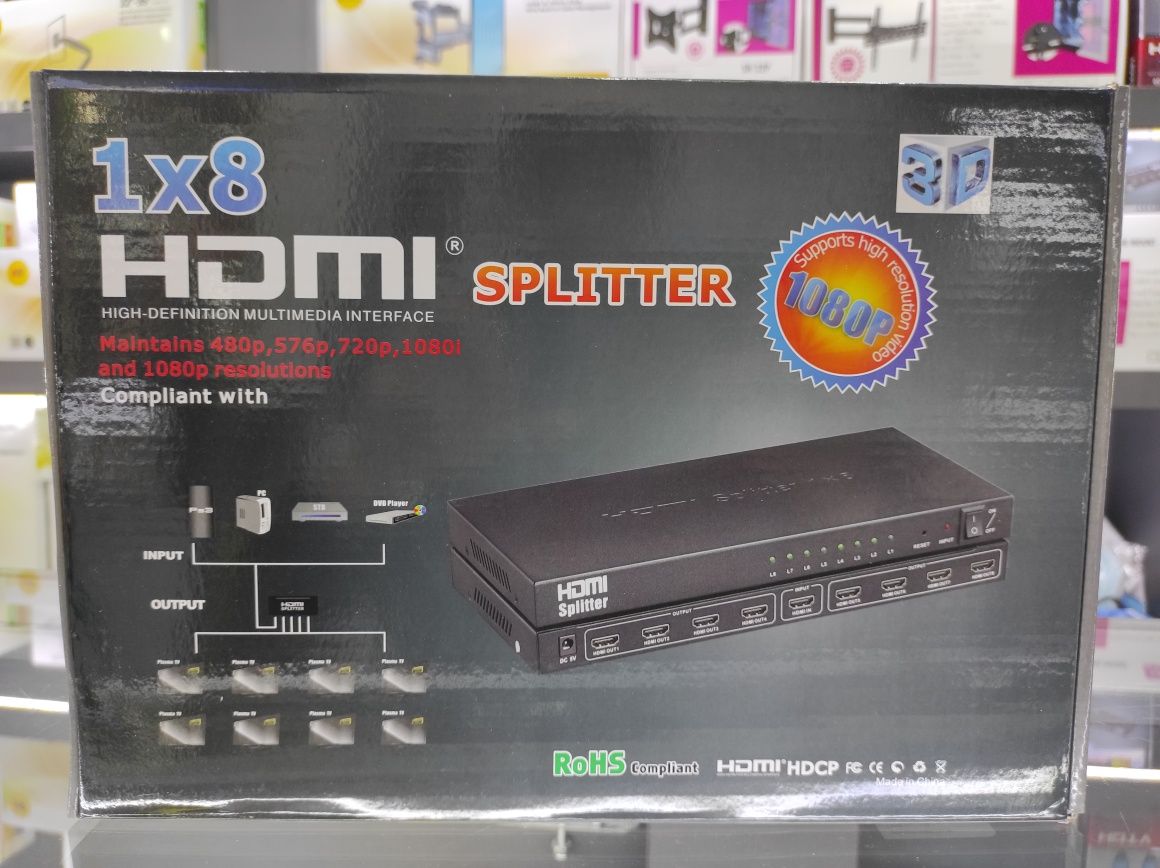 Скидка! Доставка! Hdmi spliter 1 × 8 port