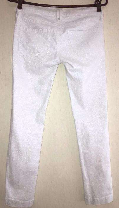 FORNARINA Pantaloni Jeans Alb Silver Glamour Strech Conici Oferta 1+1