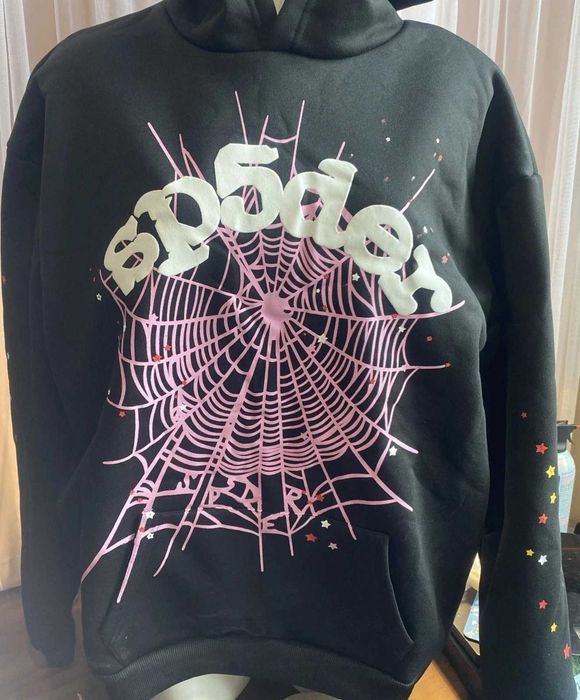 Hanorac Spider / Sp5der Negru cu Roz [L]| Livrare rapidă cu verificare