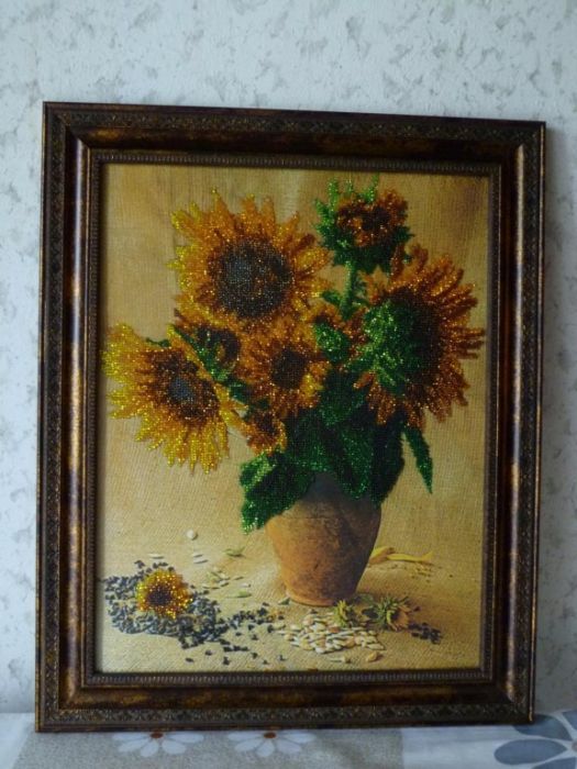 "Подсолнухи" бисером.