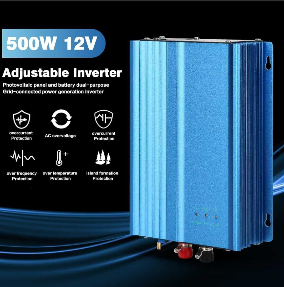 Инвертор 500W мрежов регулируем за фотоволтаични системи AC 220V нов
