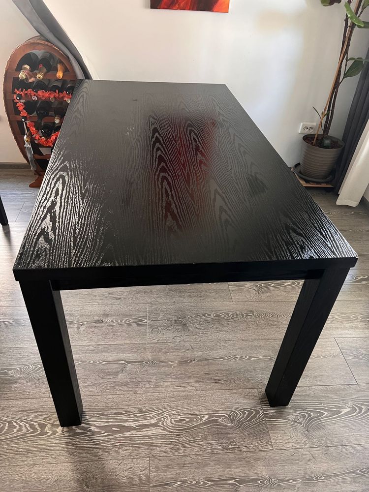Masa din lemn masiv, neagra 170 x 90 x 78 cm