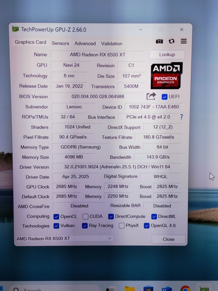 Видео карта Radeon RX 6500 XT 4GB
