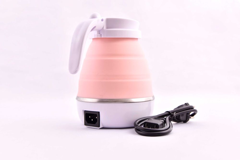 Cana electrica pliabila, fierbator, 600ml, travel, 600W, silicon, Roz