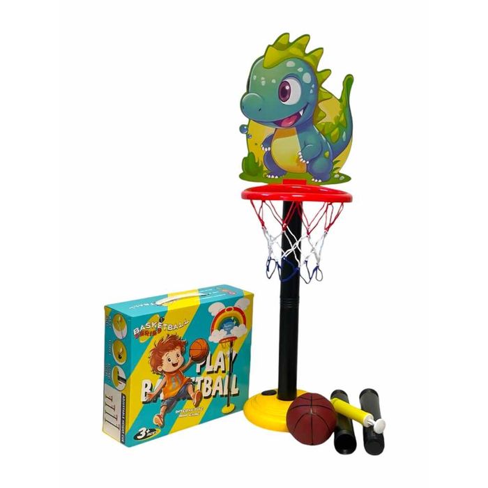 Детски Баскетболен кош на стойка с помпа и топка 109см дино полицейски