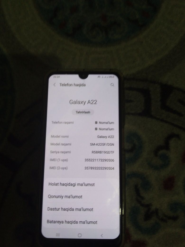 Samsung a22 kafolati bilan