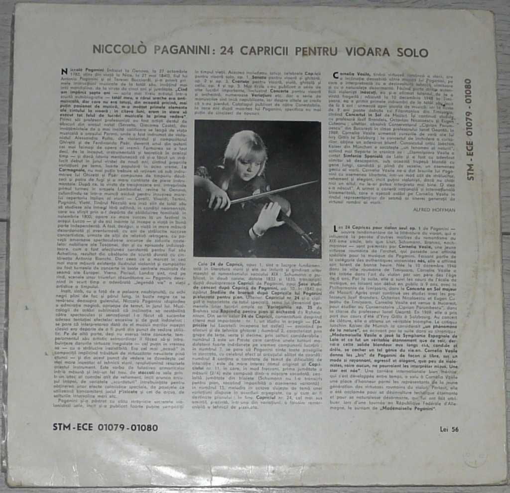 vinil Paganini,Cornelia Vasile,Capricii pt Vioară ,2xLP,f rar st slaba