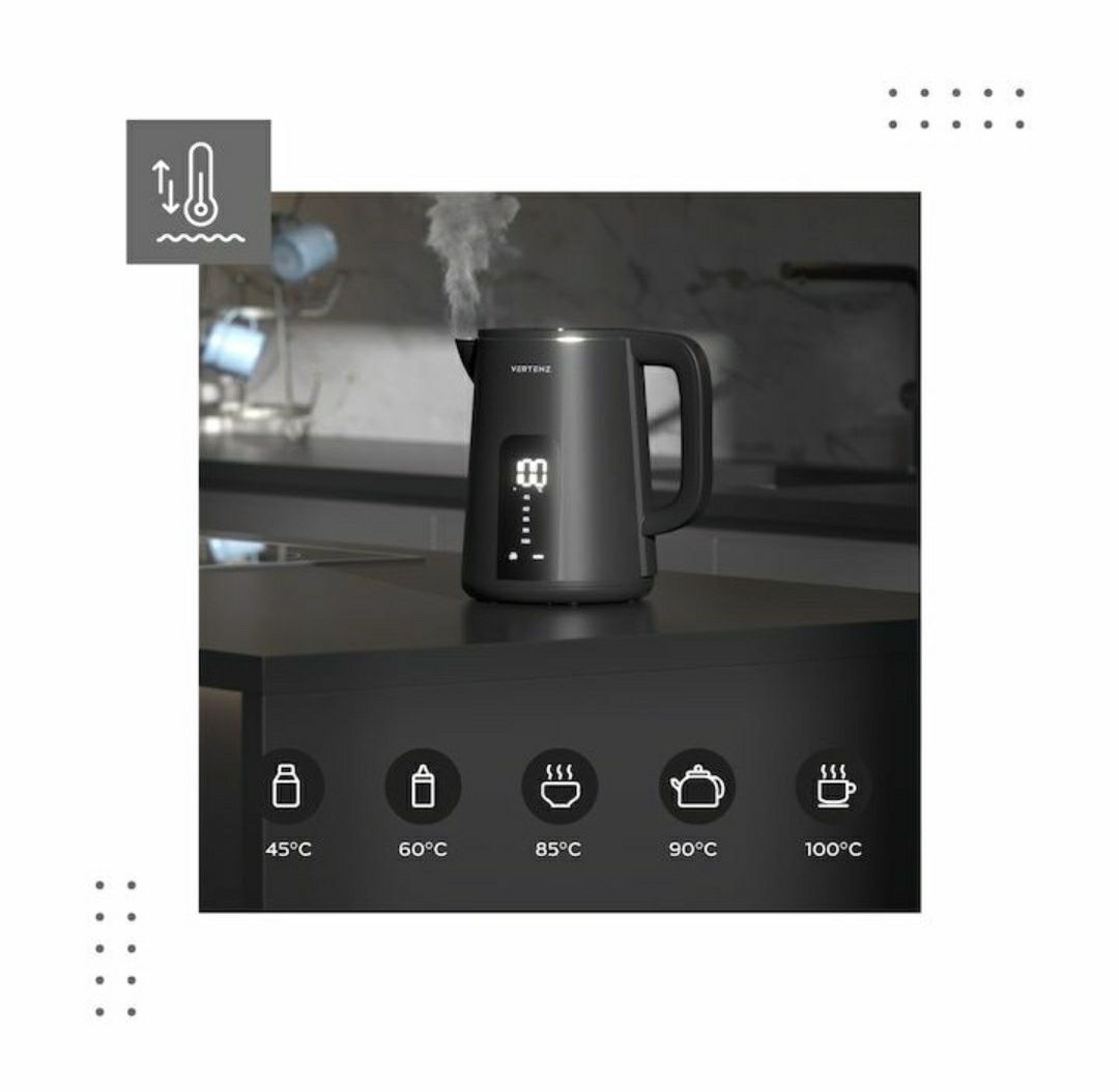 Fierbator electric cu ecran digital, conexiune wifi 1,7 litri