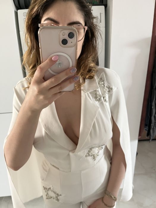 Salopeta ivory/bej/alba eleganta Bacio di Moda