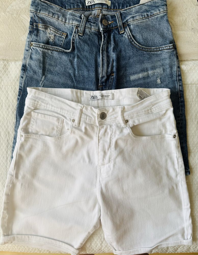 Два чифта дънкови бермуди на Zara, за момче, размер 38