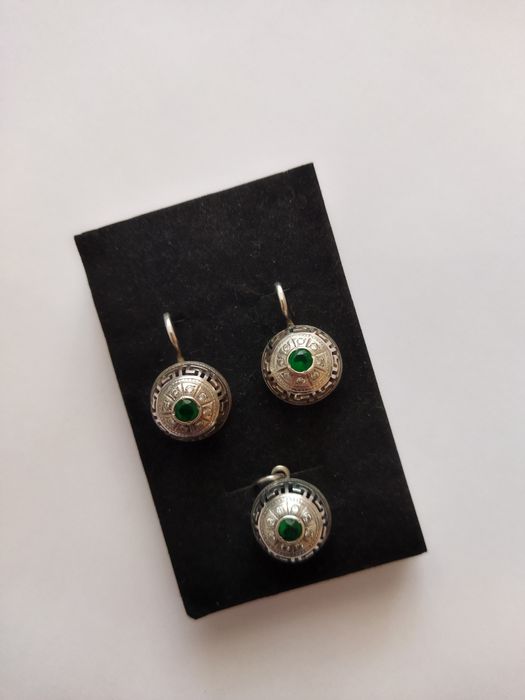 Серьги+кулон серебро 925 пробы новое