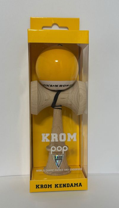 Kendama KROM POP originală – nouă, sigilată, culori galben/verde/roșu