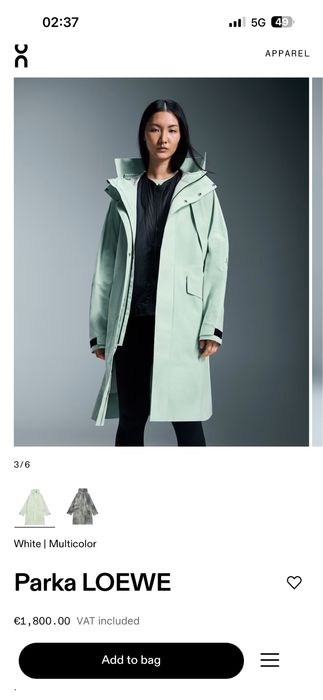 Loewe and On parka waterproof