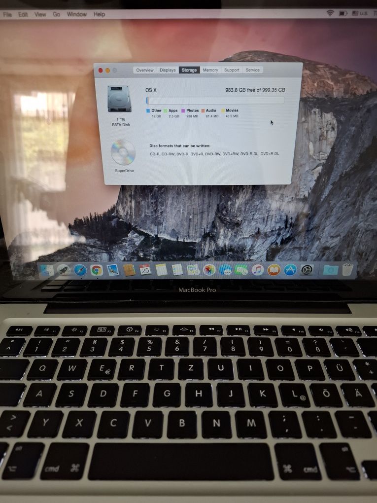 Apple MacBook pro 13inc 4 Ram 1000Gb