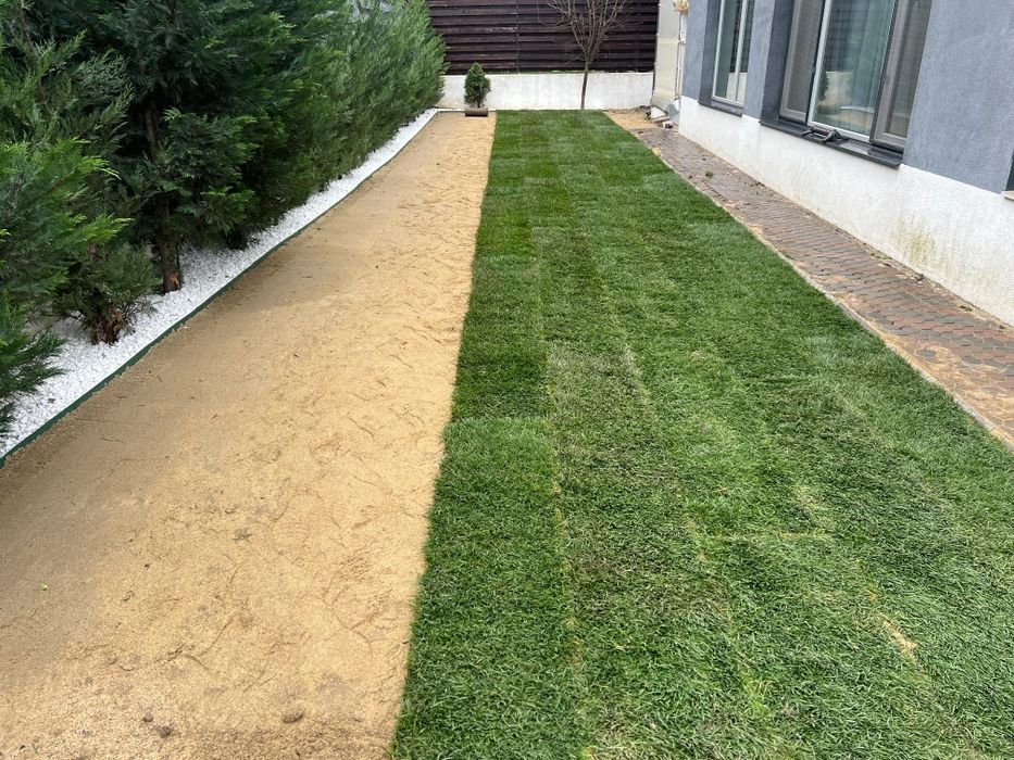 Amenajări grădini: Irigații Hunter, Gazon, Piatra Albă, Fertilizare.