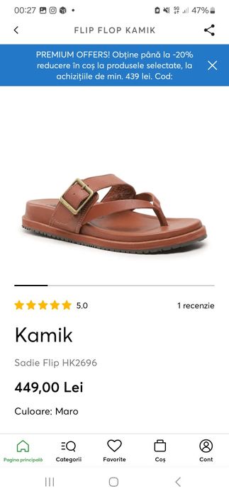 Papuci/Slapi kamik piele nr 38