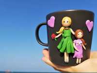 Cadou cana Mama si fiica handmade fimo