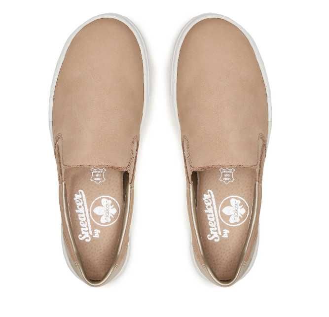 Sneakers/ Slip on piele naturala bej, Rieker