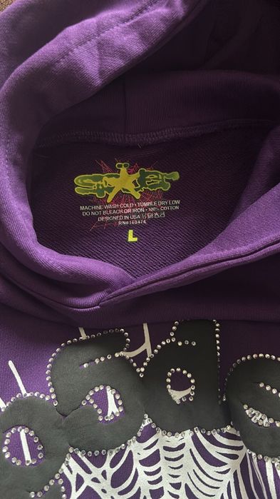 Hanorac mov cu glugă, model „spider web”, unisex, mărime L