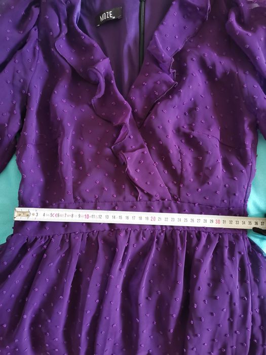 Rochie mov voal damă cu mânecă trei sfert 38 M