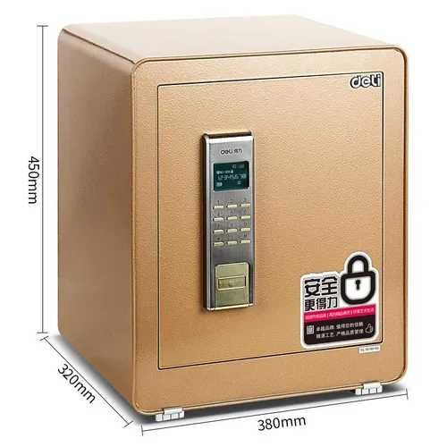 Сейф Deli 4083, 460х380х320, Золотой 21,5 кг