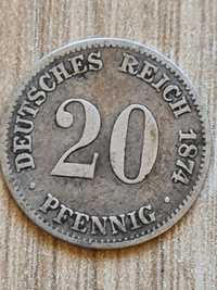 20 Pfennig 1874-Germania-Argint