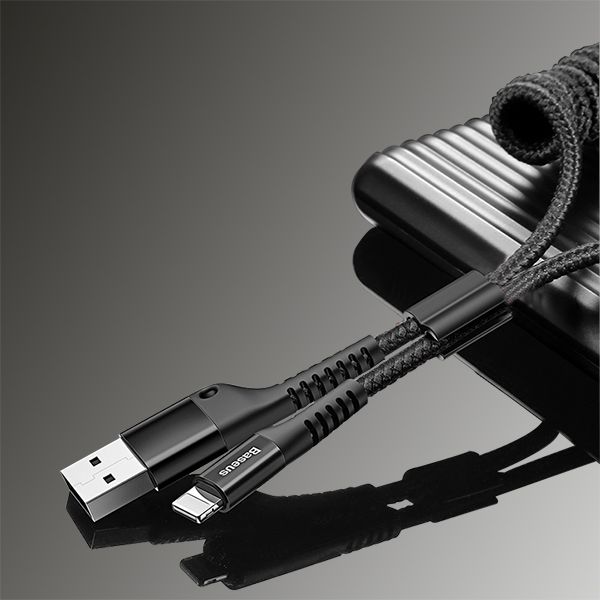 BASEUS кабел еластичен 1м - Type-C USB спирала, iPhone pins