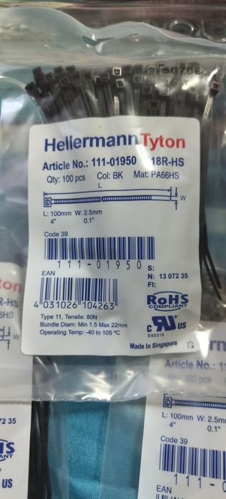 Cleme de cablu HellermannTyton 100 mm x 2,5 mm