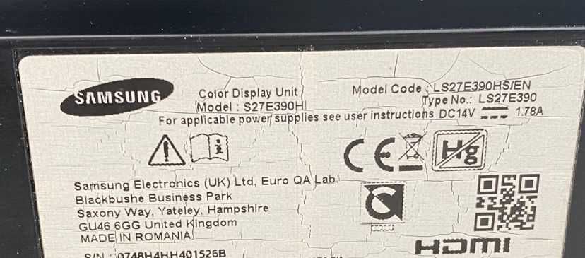 Monitor LED Samsung Gaming SyncMaster S27E390H 27