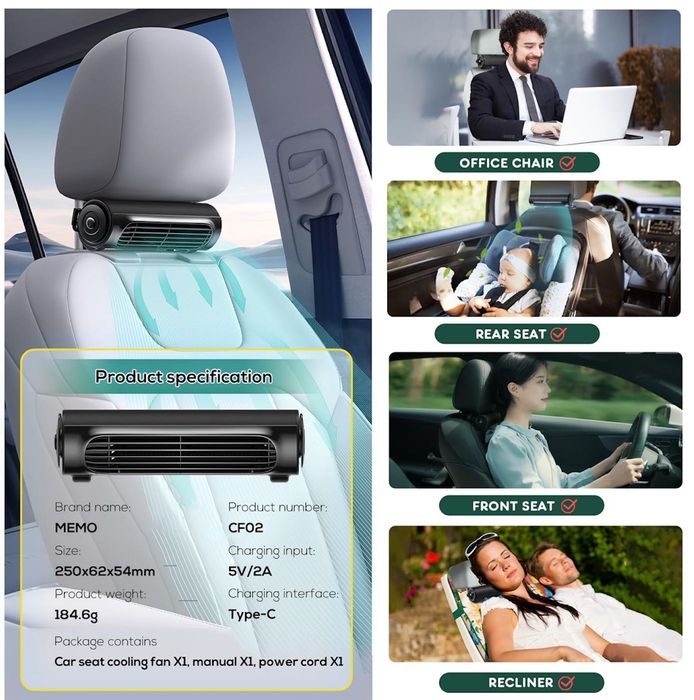 Ventilator Auto USB Portabil Ventilare Puternică cu 3 Trepte